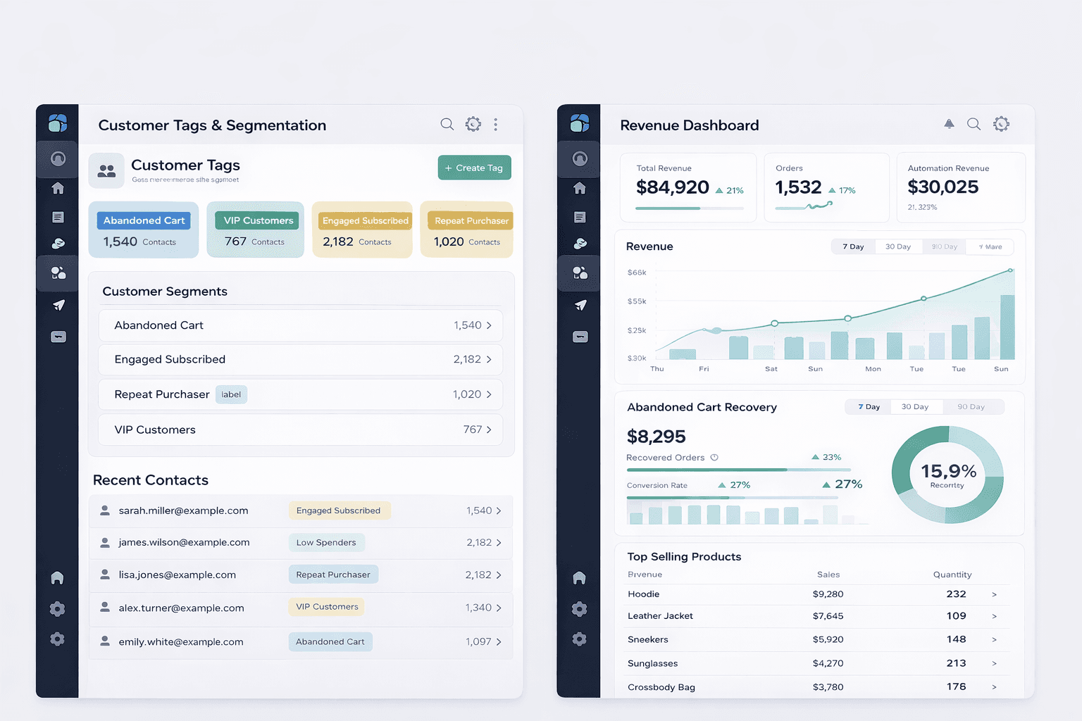 CRM automation flow mockup